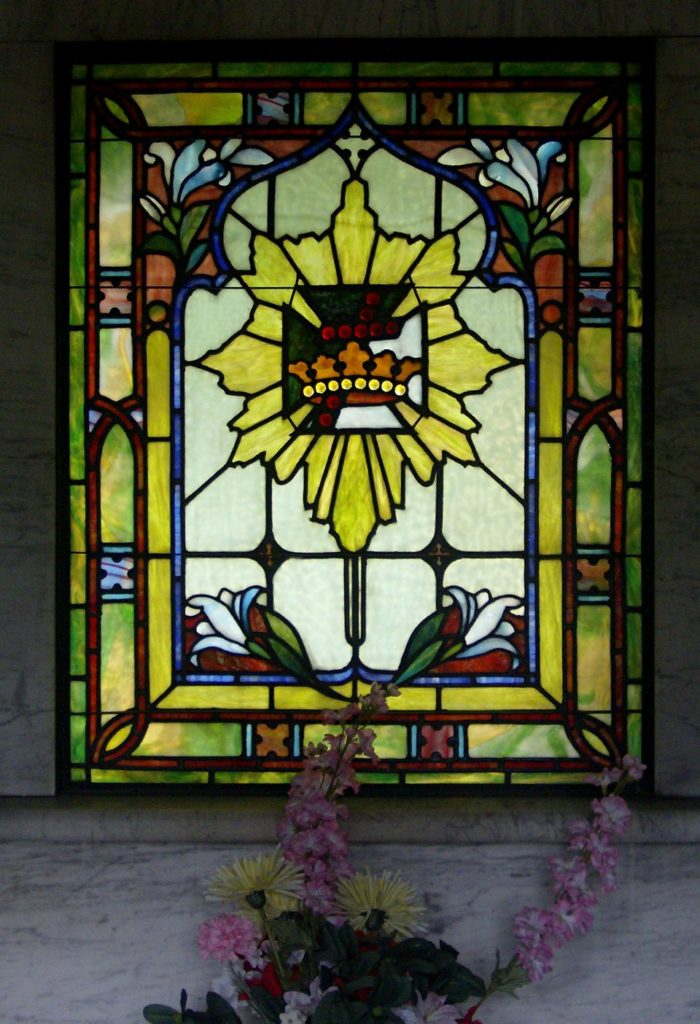Stained glass with crown