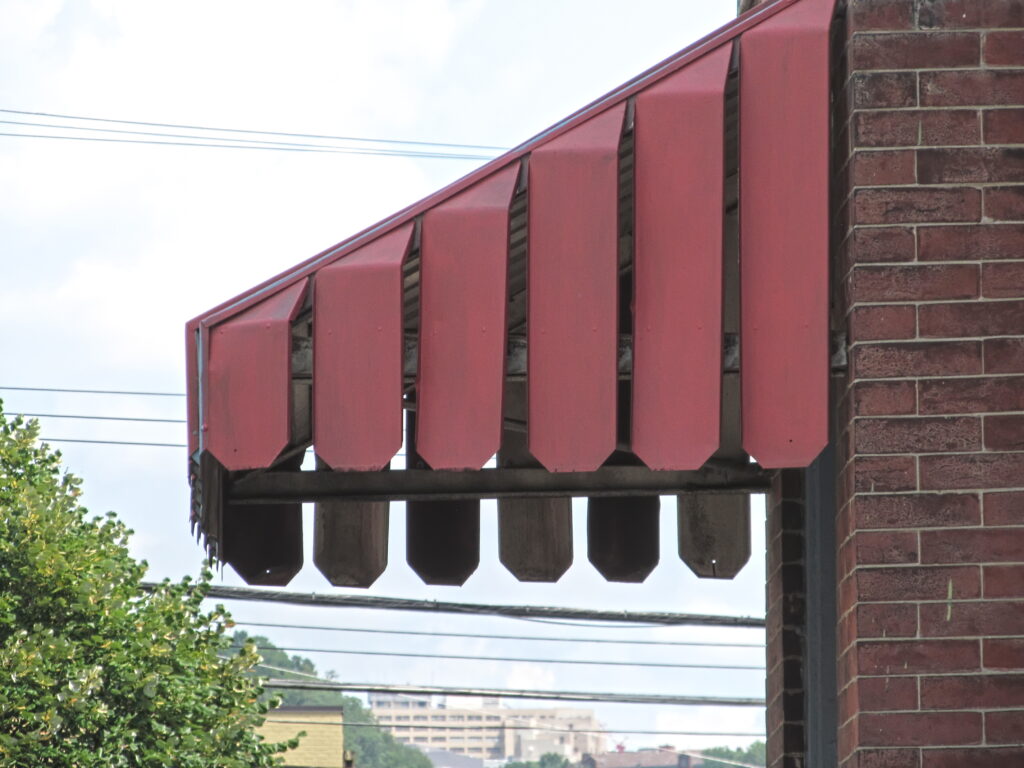 Aluminum awning on a house on the South Side, Pittsburgh