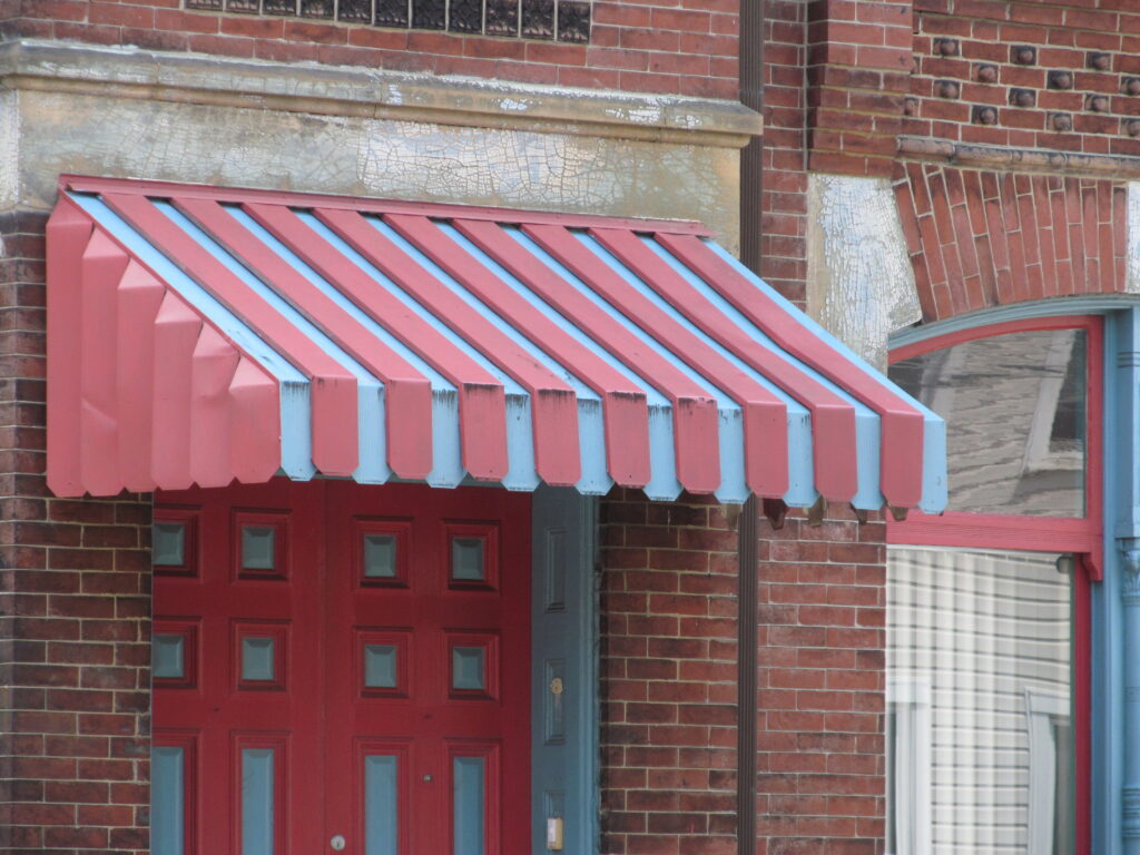 Aluminum awning on a house on the South Side, Pittsburgh