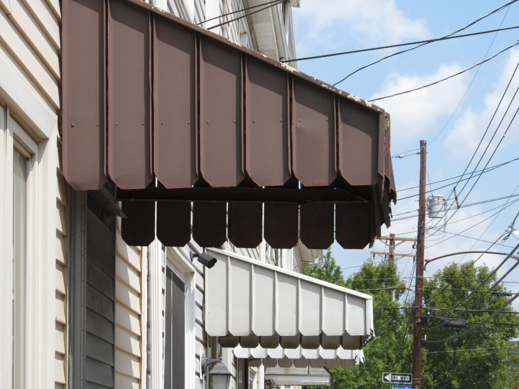 Aluminum awning on a house on the South Side, Pittsburgh