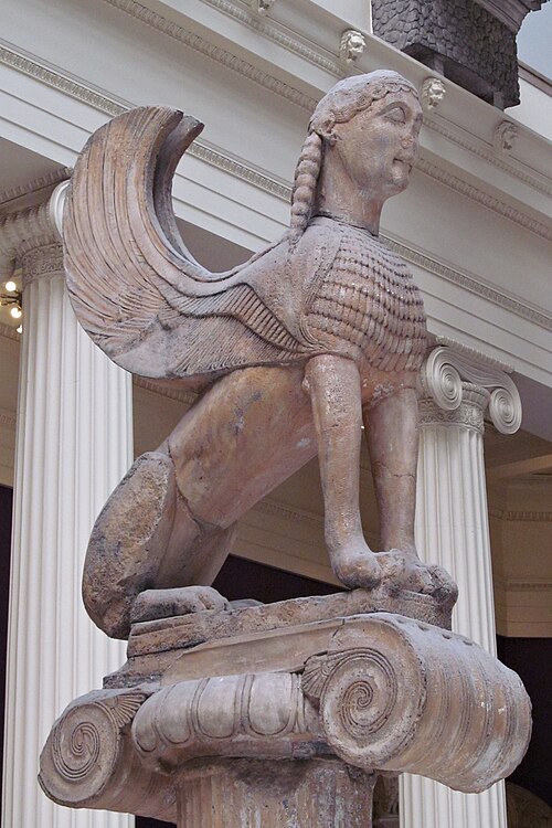 Sphinx on the Votive Column of the Naxians