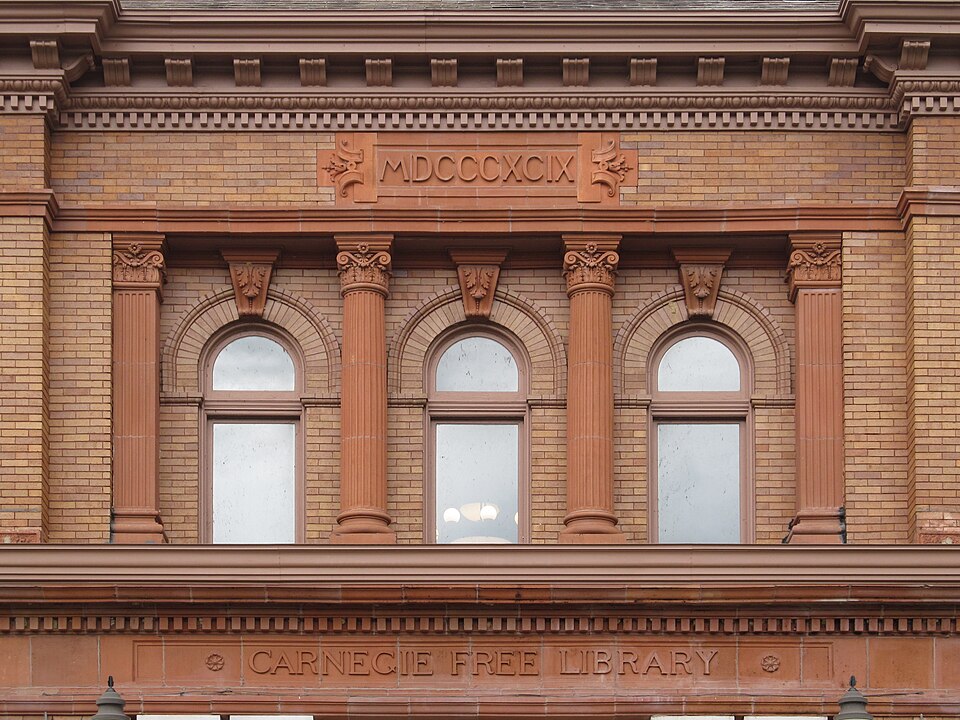 Inscriptions: 1899 and Carnegie Free Library