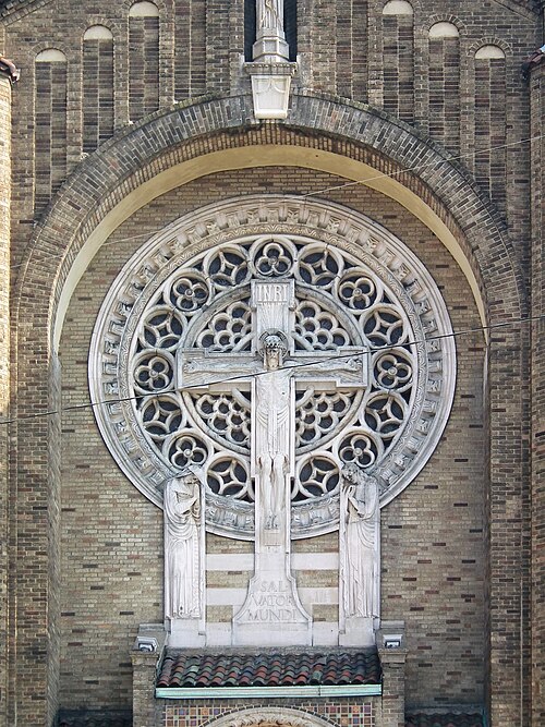 Crucifix and rose window