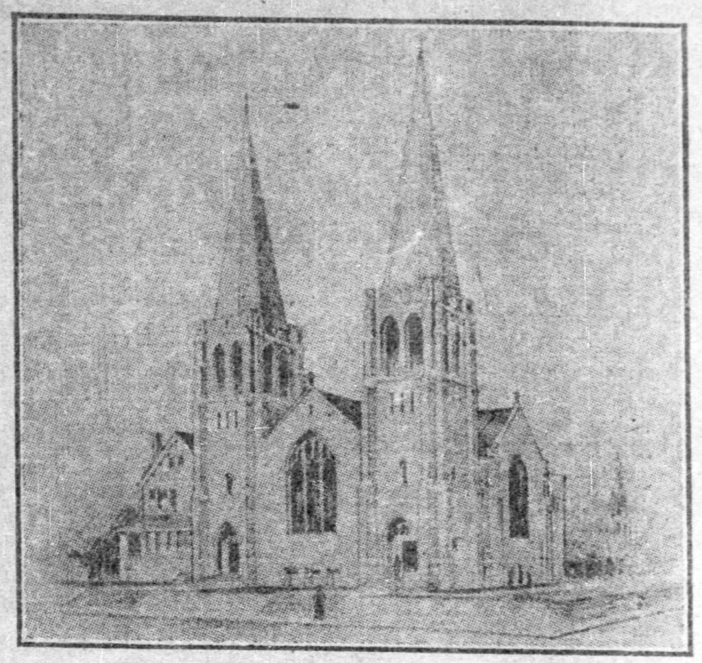 Rendering of proposed church by O. M. Topp