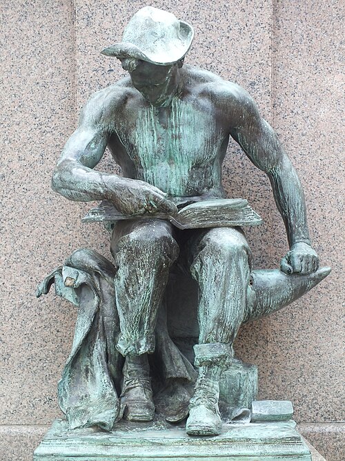 Young blacksmith on the Colonel James Anderson Monument