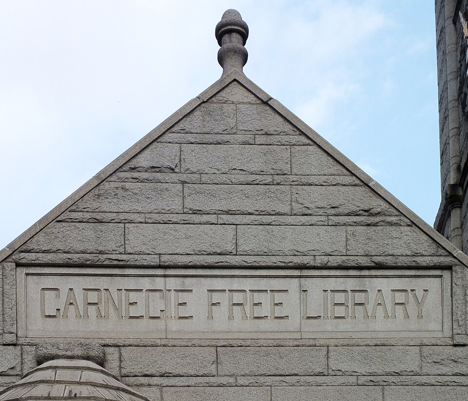 Inscription: “Carnegie Free Library”