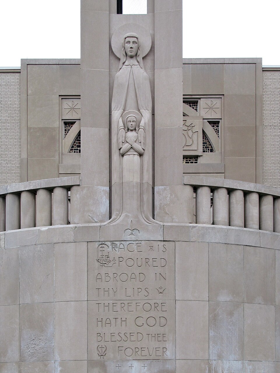 Relief of St. Anne and St. Mary and inscription