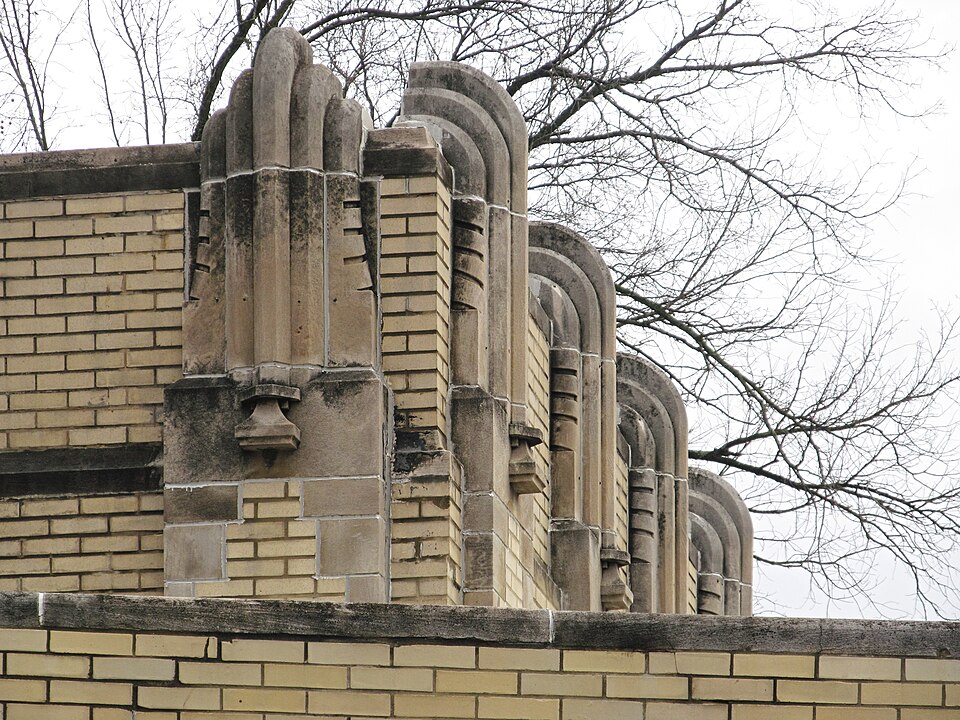 Roofline of the Haller Baking Company building