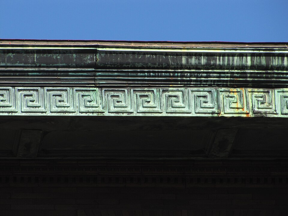 Copper cornice with Greek key