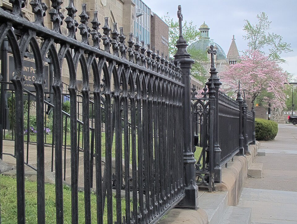 Iron fence in front of the church