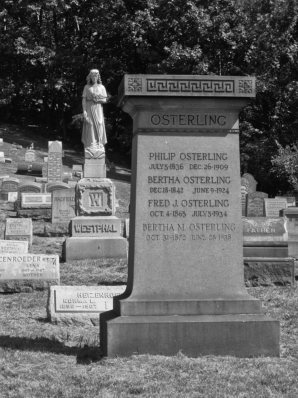 Osterling monument in the Rosedale Cemetery