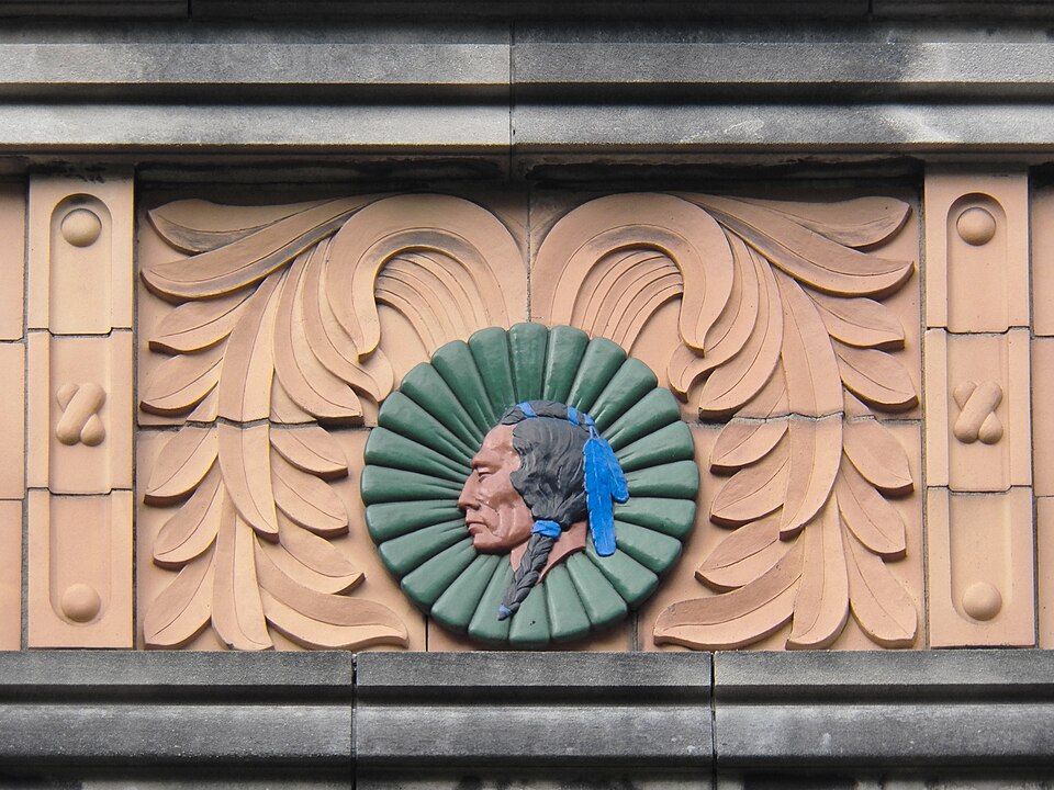 American Indian head in terra cotta