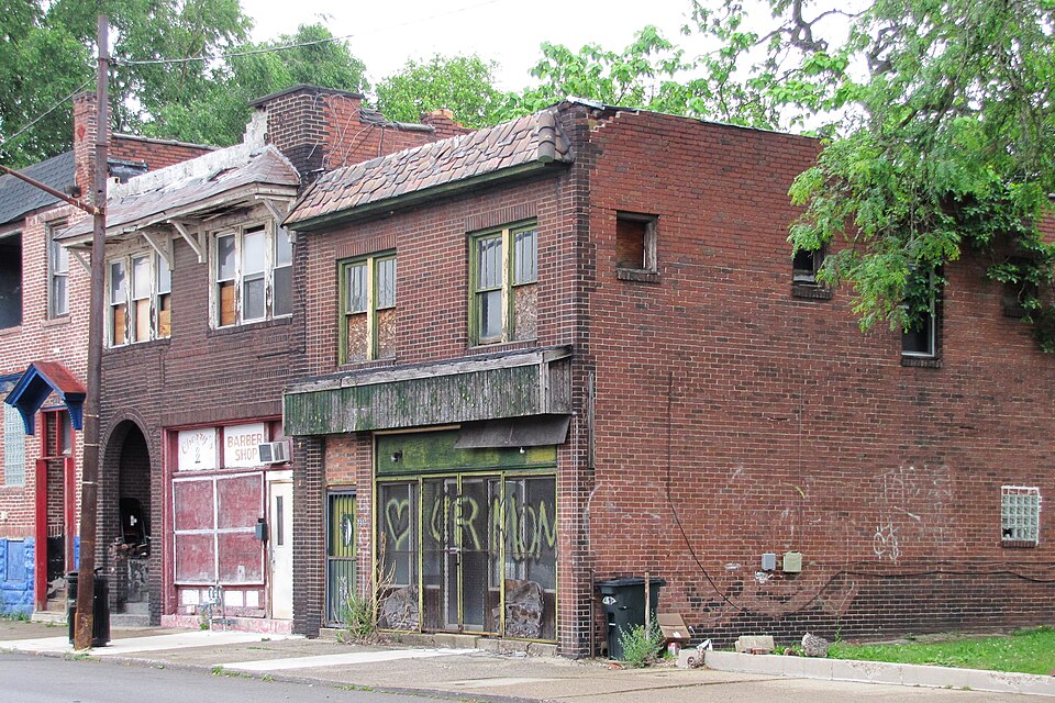 Two abandoned commercial buildings
