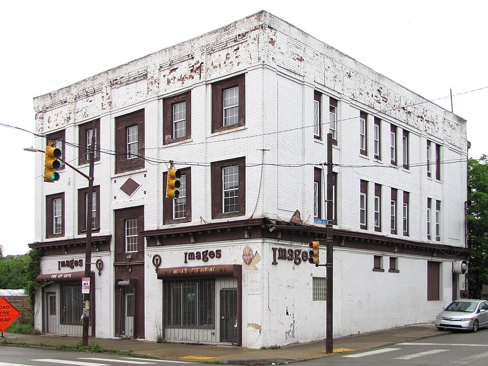 Apartment building with storefronts