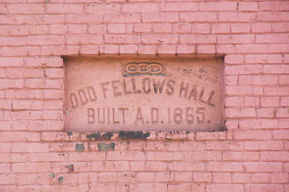 Odd Fellows Hall date stone in the West End