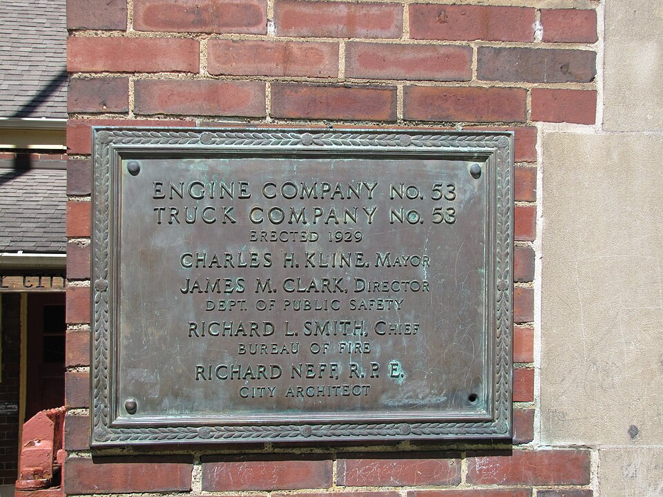 Plaque with date of 1929 and names of people involved
