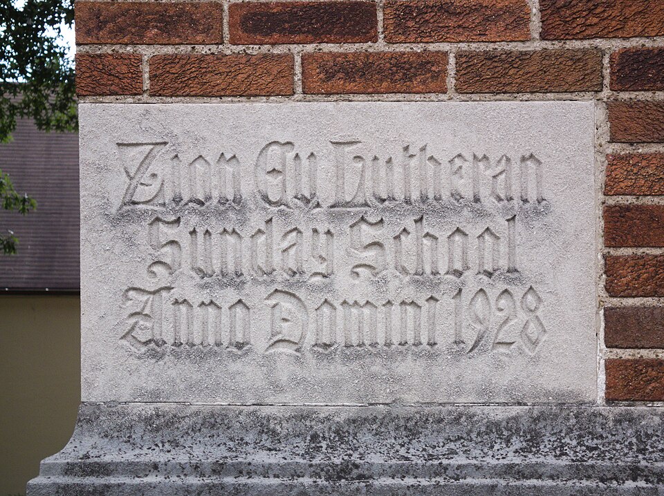 Cornerstone: Zion Ev. Lutheran Sunday School Anno Domini 1928