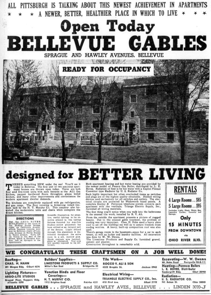 Open Today: Bellevue Gables, designed for better living.