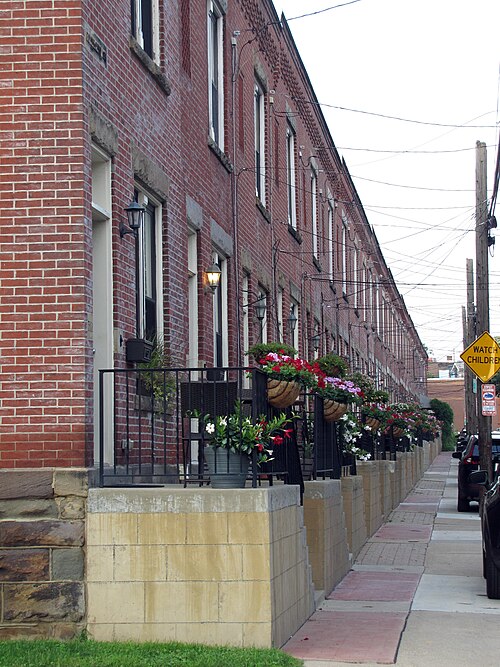 View down the sidewalk