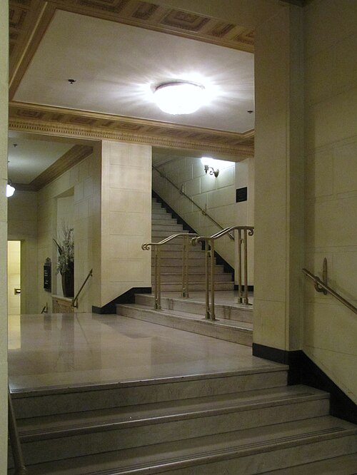 Stairs up from the Grant Street lobby